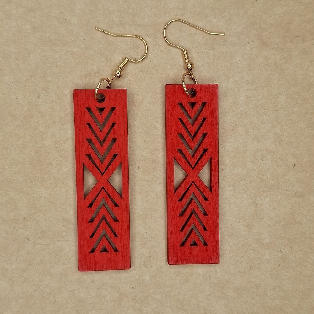 Geometric Red Earrings